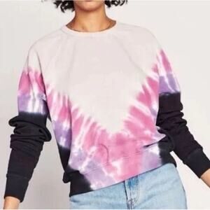 Daydreamer Relaxed Fit Flying Tie Dye V Varsity Pure Cotton Crew Neck Sweater